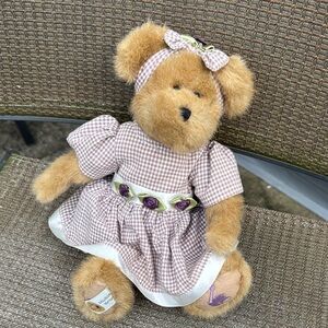 Boyds Bears Tan Teddy with Checkered Dress